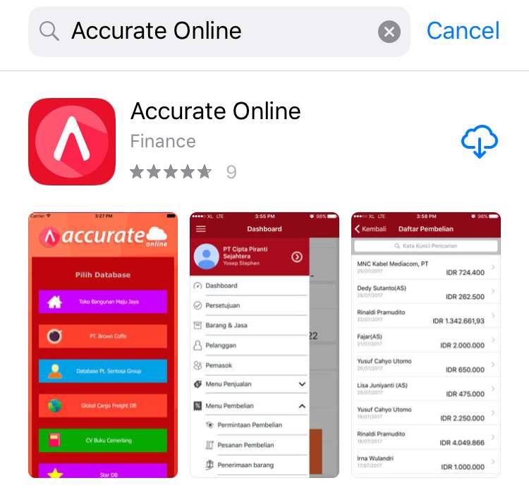 Aplikasi Mobile Accurate Online