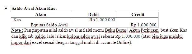 Akun Equitas Saldo Awal pada Accurate Online