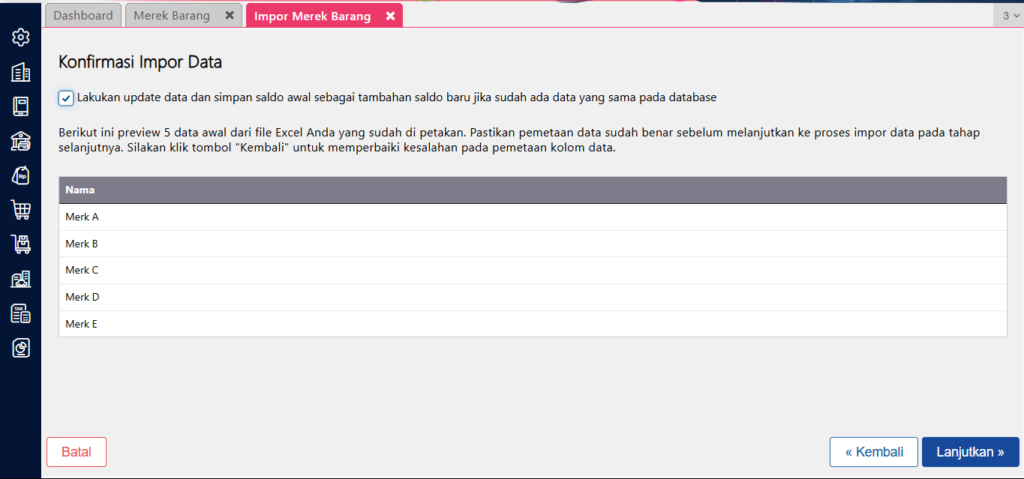 Cara Impor Merek Barang dari File Excel di Accurate Online