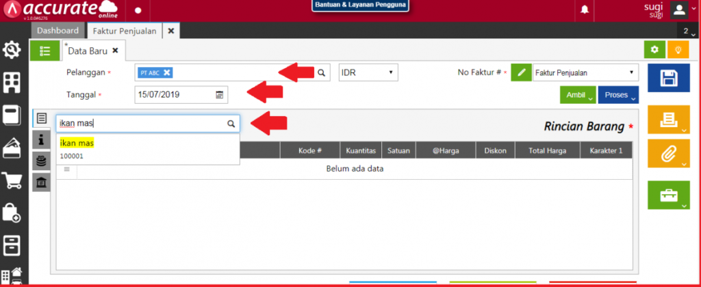 Cara Membuat Faktur Penjualan di Accurate Online Langkah