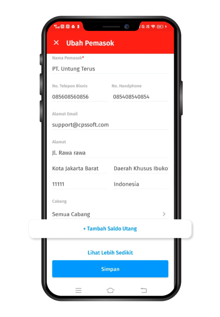 Cara Mengisi Saldo Utang Pemasok di Accurate Lite