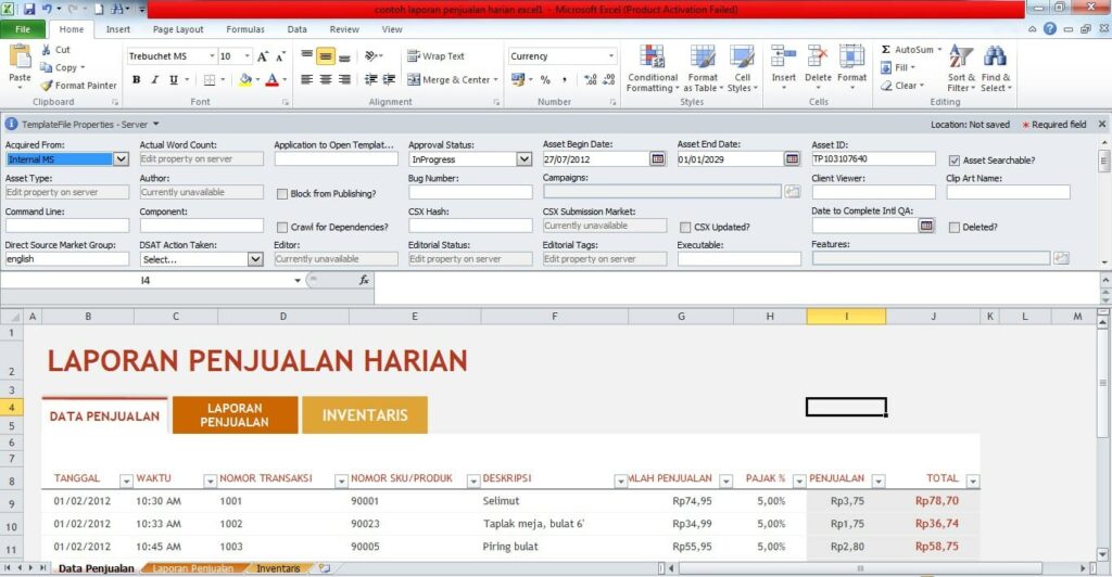 Contoh Laporan Penjualan Harian Excel