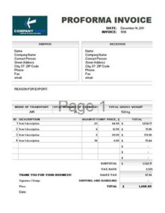 Contoh Proforma Invoice