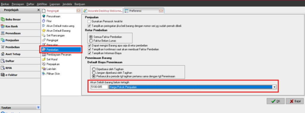 Error Akun Selisih Belum Tertagih Belum Diisi di Accurate