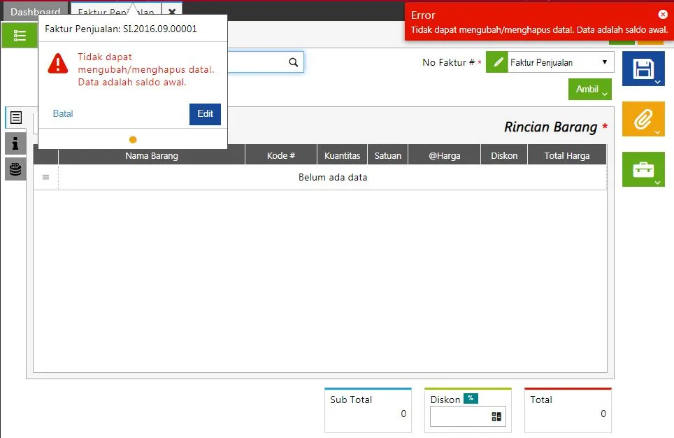 Error Menghapus Faktur Penjualan Pembelian Accurate Online