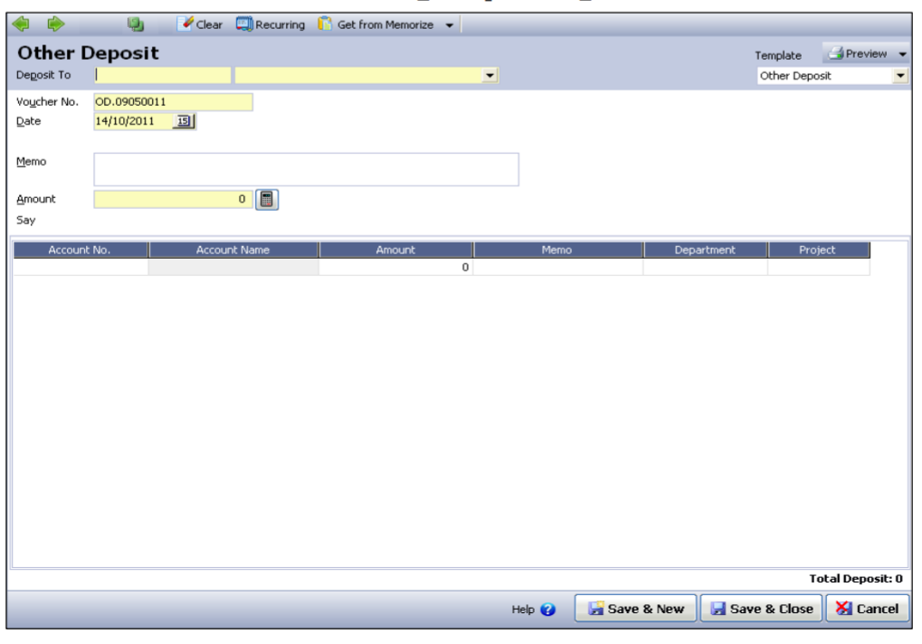 Fitur Form Deposit (Penerimaan) di Accurate