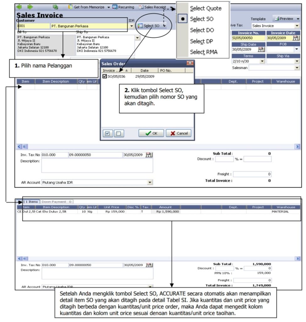 Fitur Form Sales Invoice (Faktur Penjualan) di Accurate