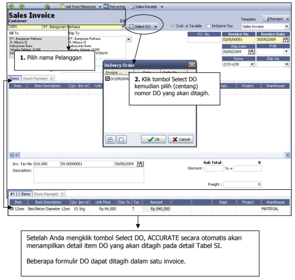 Fitur Form Sales Invoice (Faktur Penjualan) di Accurate