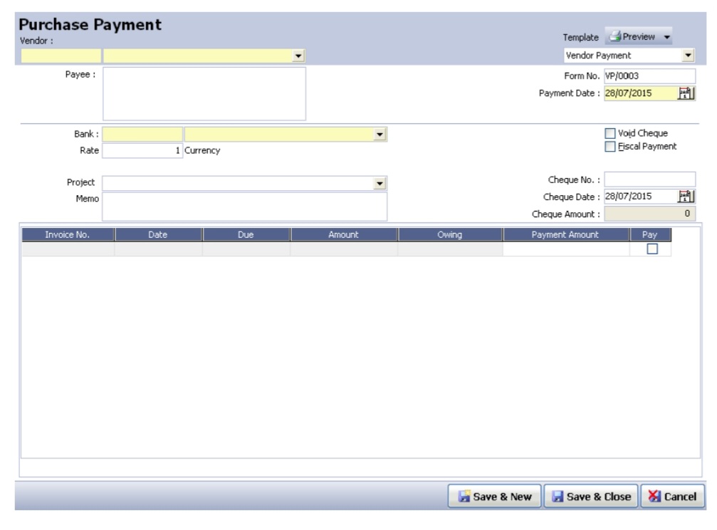 Formulir Pembayaran Pembelian (Purchase Payment) di Accurate