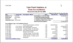 Formulir Rekonsiliasi Bank (Bank Reconcile) di Accurate