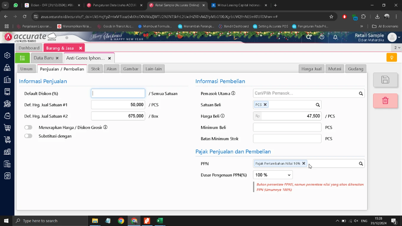 Image Mengatur Barang & Jasa untuk Menggunakan Tarif PPN %