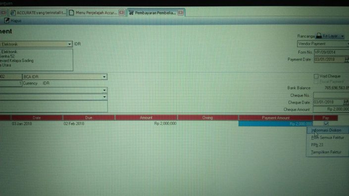 Input Saldo Awal Account Uang Muka Pembelian di Accurate