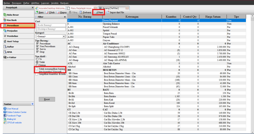 Input dan Filter Barang Baru di Accurate dengan Atribut