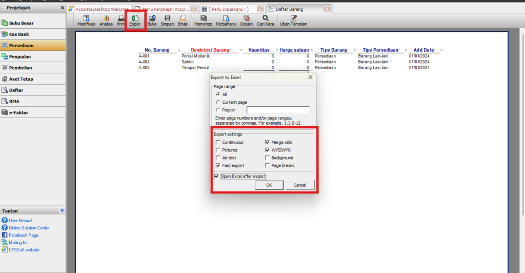 Input dan Filter Barang Baru di Accurate dengan Atribut