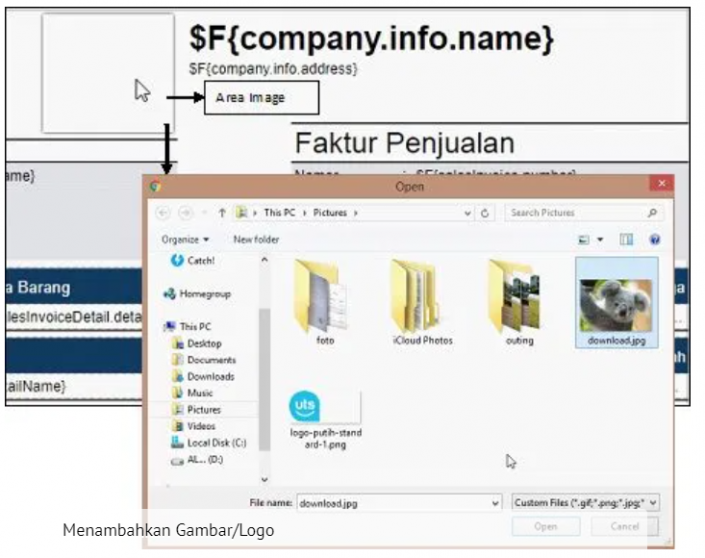 Logo pada Header Desain Cetakan Faktur di Accurate Online