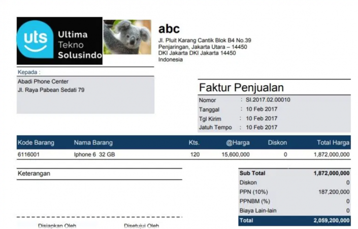 Logo pada Header Desain Cetakan Faktur di Accurate Online