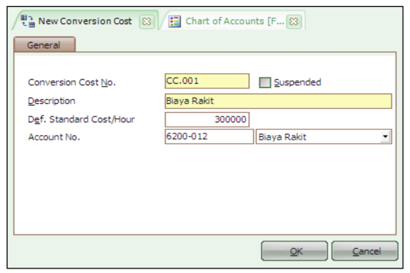 Membuat Conversion Cost di Aktivitas Manufaktur Accurate