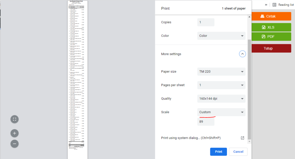 Pengaturan Printer Thermal Dot Matrix di Accurate Online