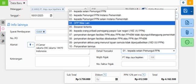 Transaksi Penjualan PPN % dan Ekspor XML di Accurate Online