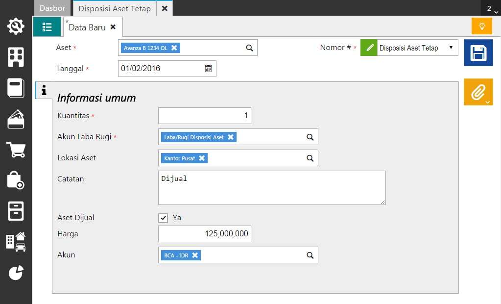 Cara Membuat Disposisi Aset Tetap Karena Dijual di Accurate Online