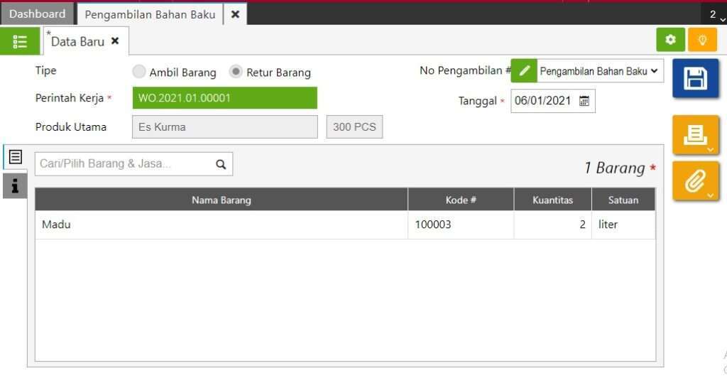 Cara Membuat Pengembalian Bahan Baku di Accurate Online