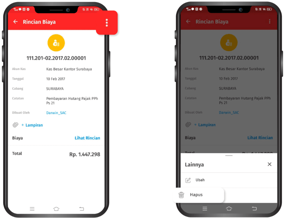 Menghapus Catatan Biaya Pengeluaran di Accurate Lite