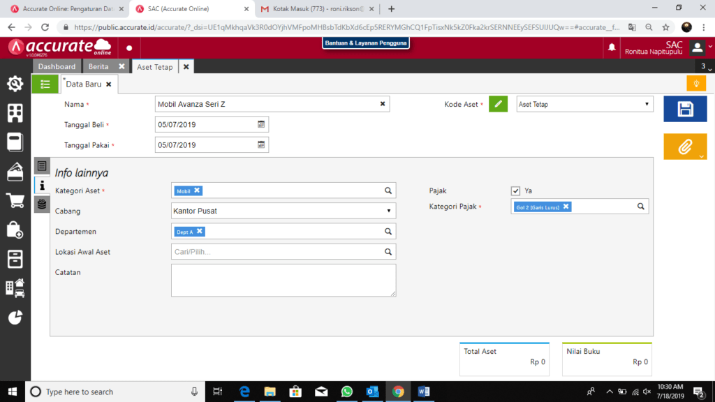 Cara Mencatat Asset Tetap dengan Pembelian Hutang di Accurate Online