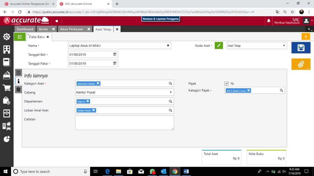 Cara Mencatat Asset pada saat Cut Off Database di Accurate Online