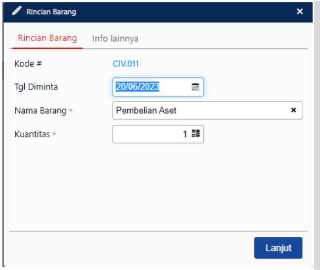 Rincian Barang Purchase Requisition